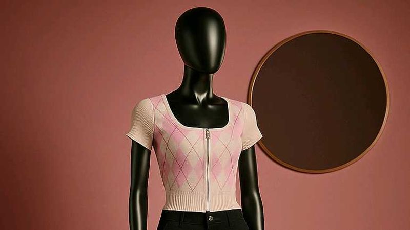 Sale 🎉🎊Argyle Zip-Up Crop Top