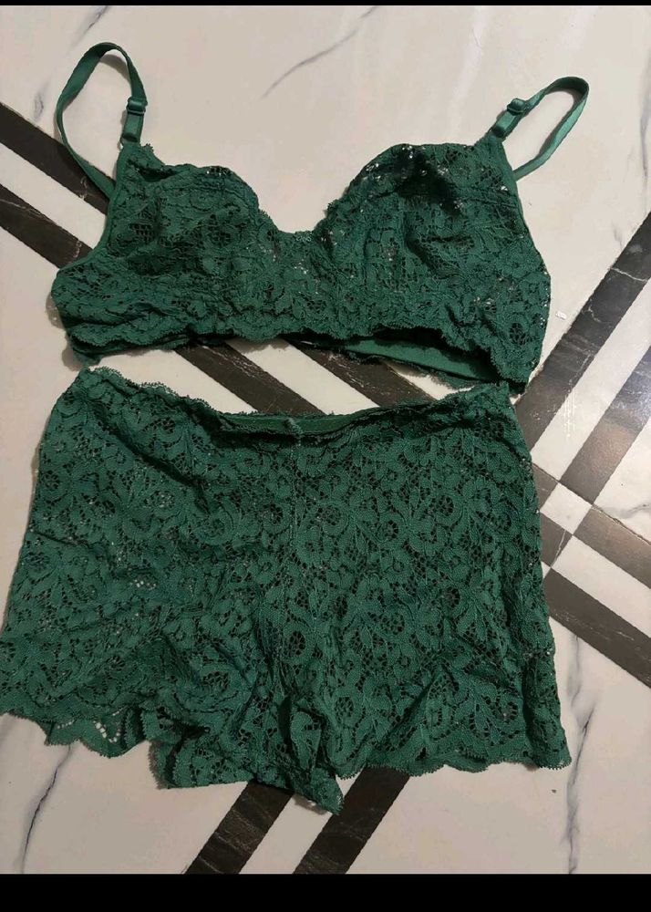 Green Lace Lingerie Set