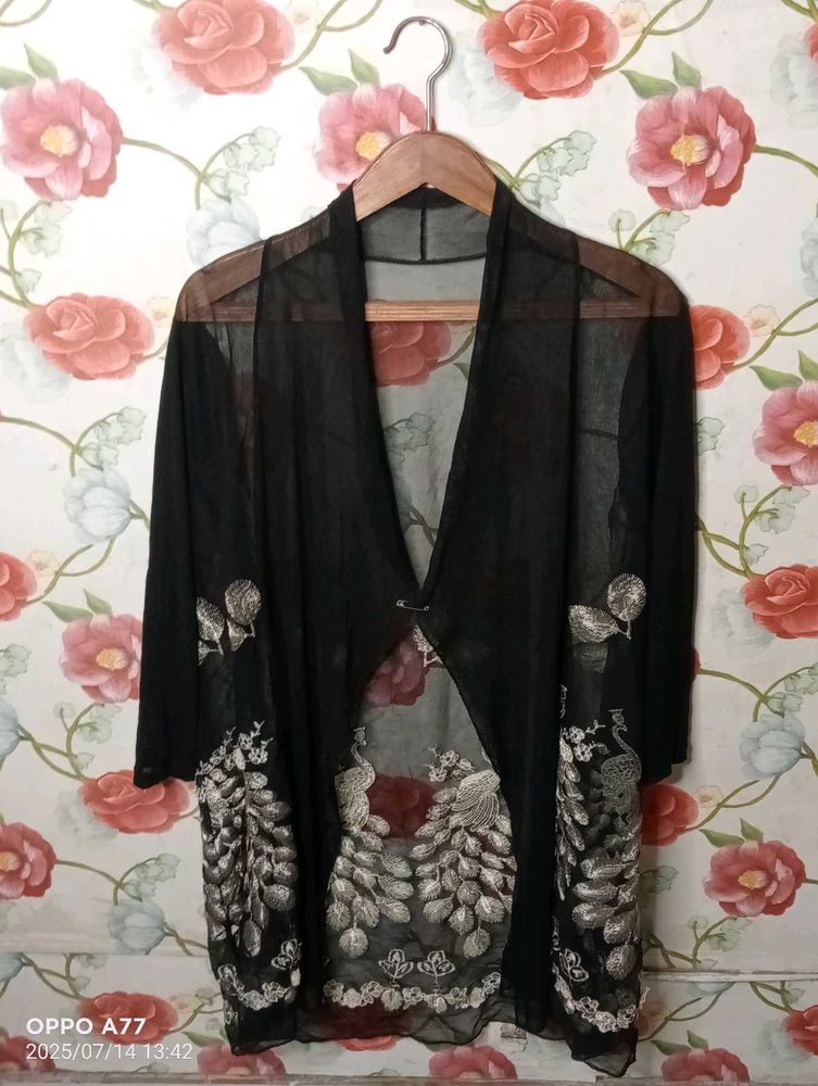 Elegant Black Embellished Shrug