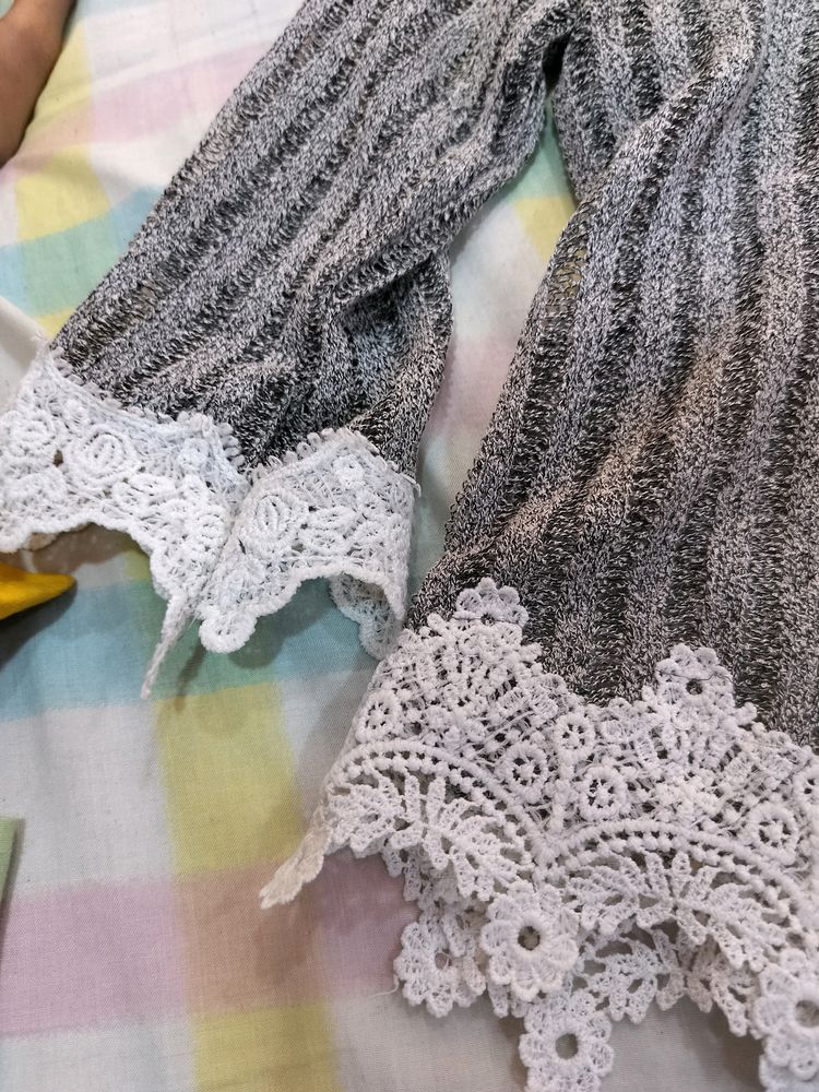 Grey Crochet Top