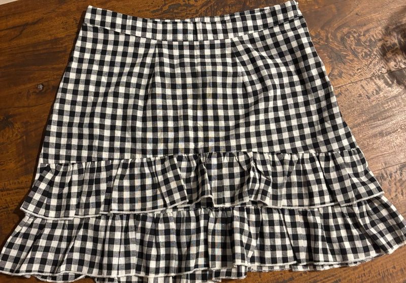 Gingham Ruffle Mini Skirt
