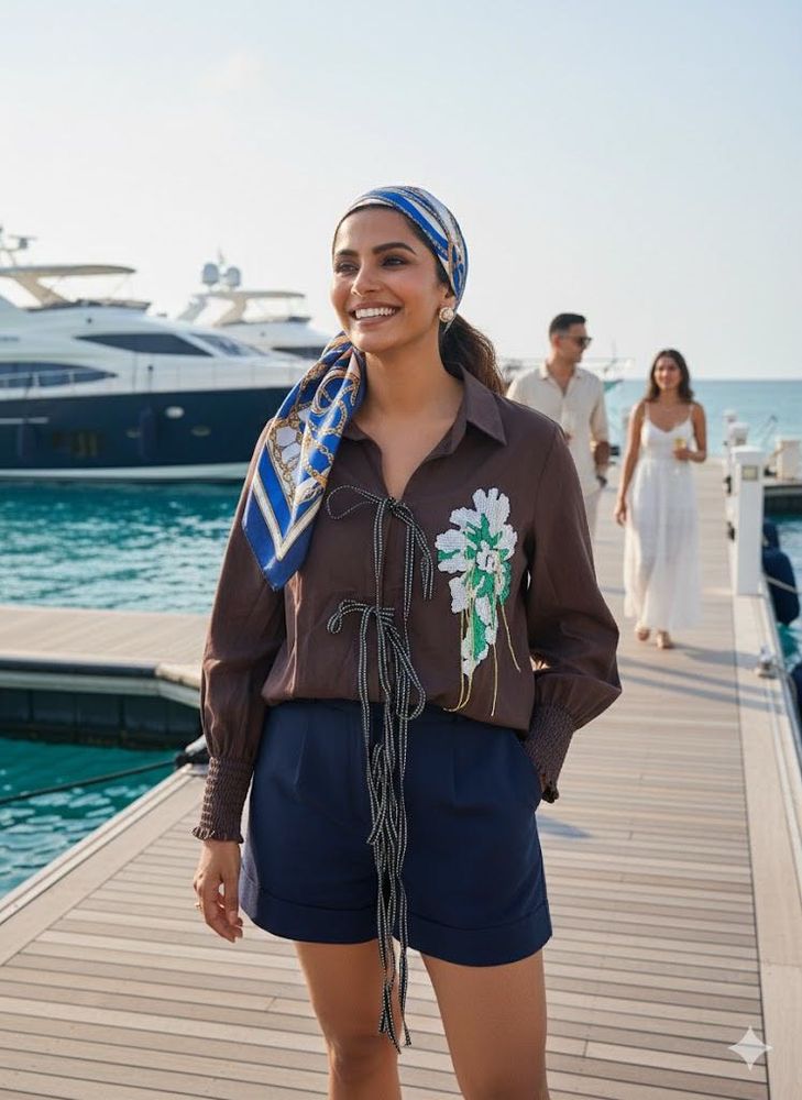 Indo-Italian Glam: Gilded Earth Blouse! 🤎✨