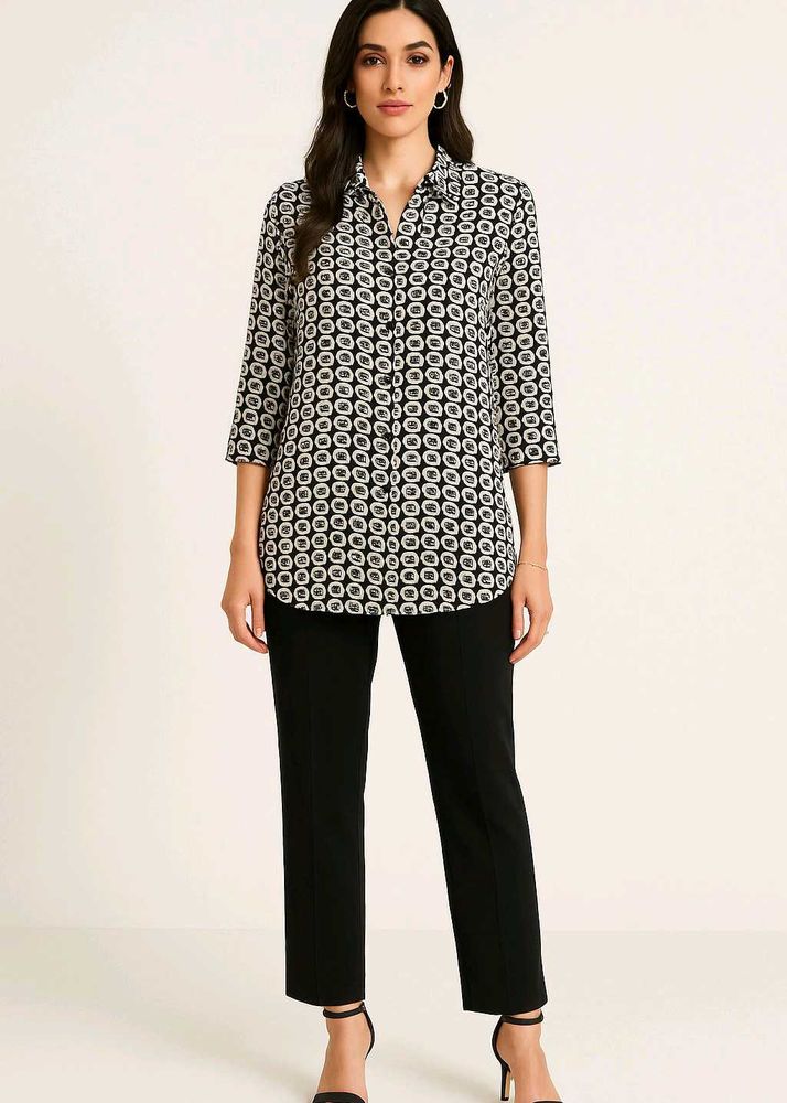 Button Down Printed Tunic Cum Shirt