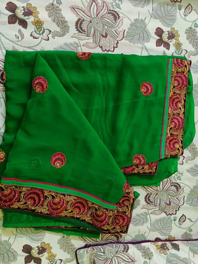 Beautiful Green Colour Saree💚🌹