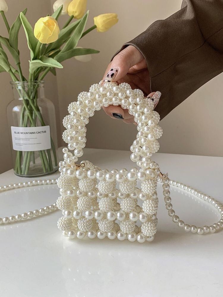 Mini Beaded Bag With Chain Too