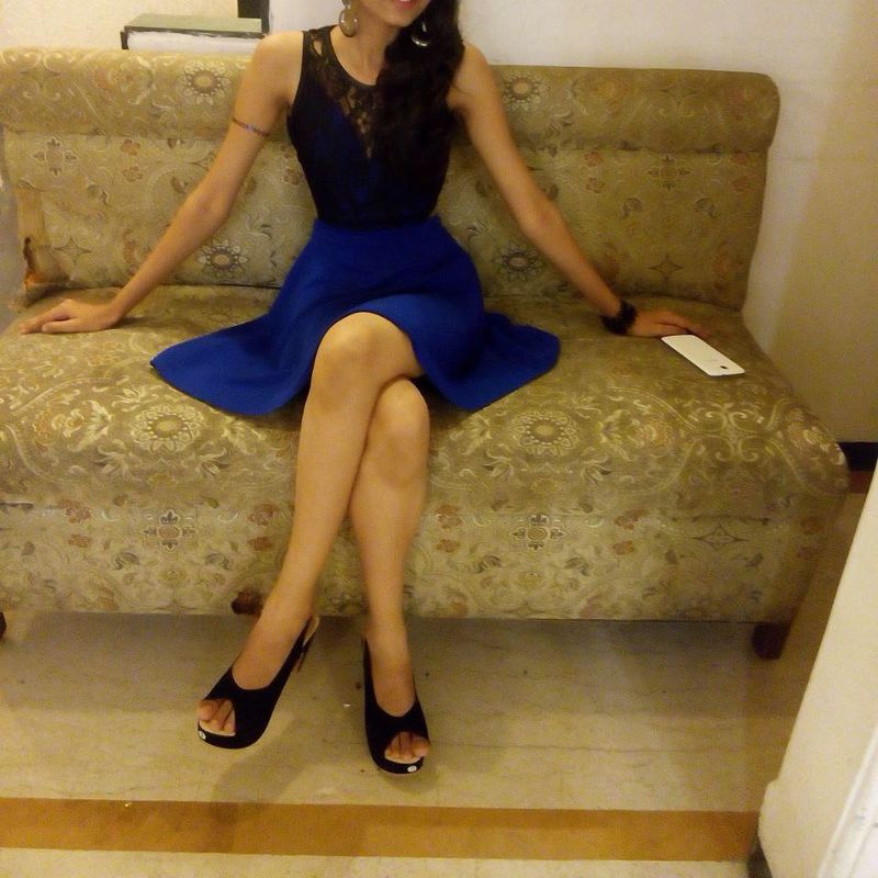 Blue &amp; Black Fit and Flare Dress
