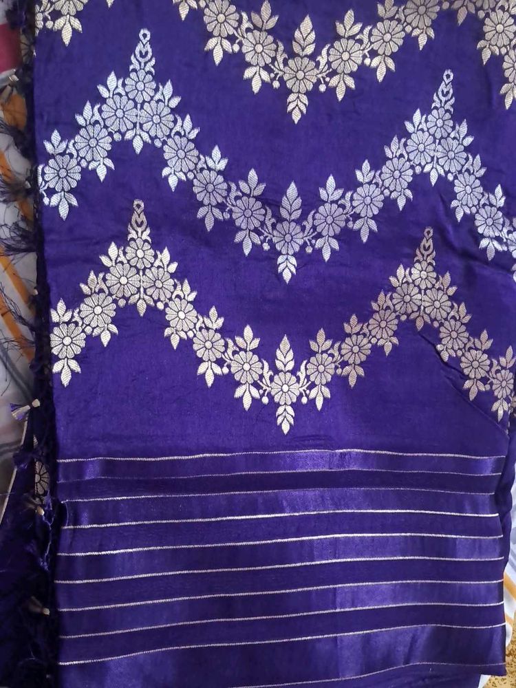 Purple Saree and stitched Blouse