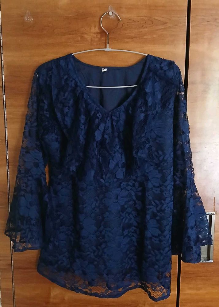 Elegant Navy Lace Top