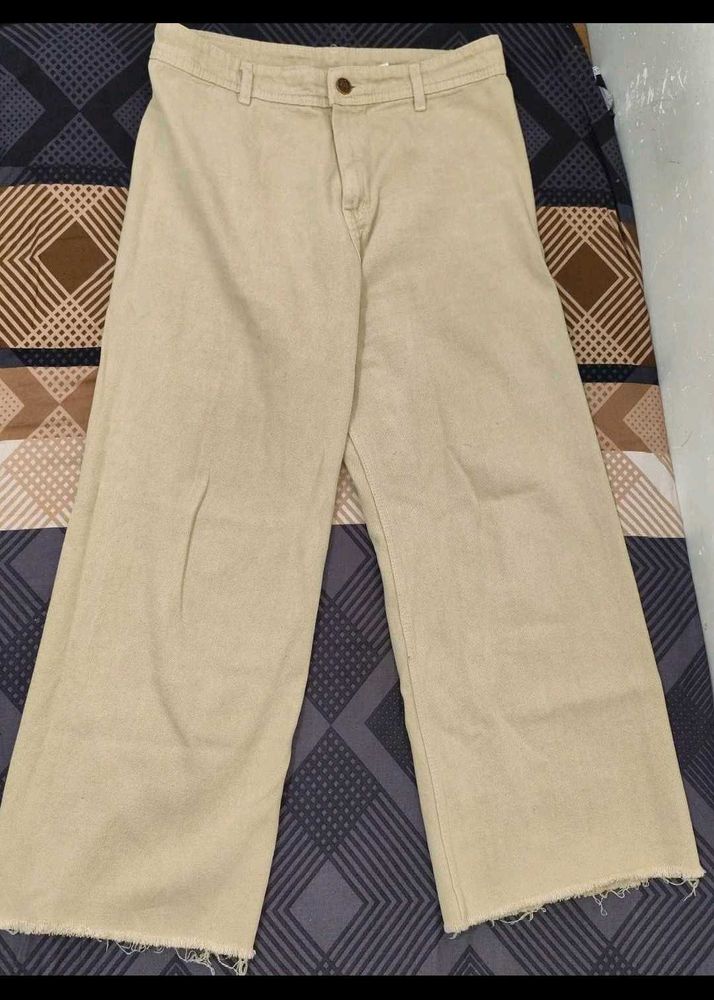 Beige Wed Leg Jeans
