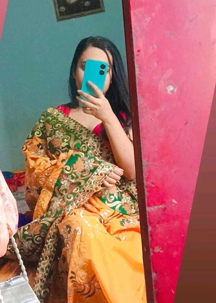 mustard yellow saree