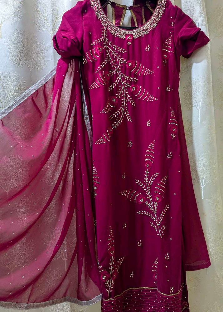 Dark Pink diamond Kurti with dupatta