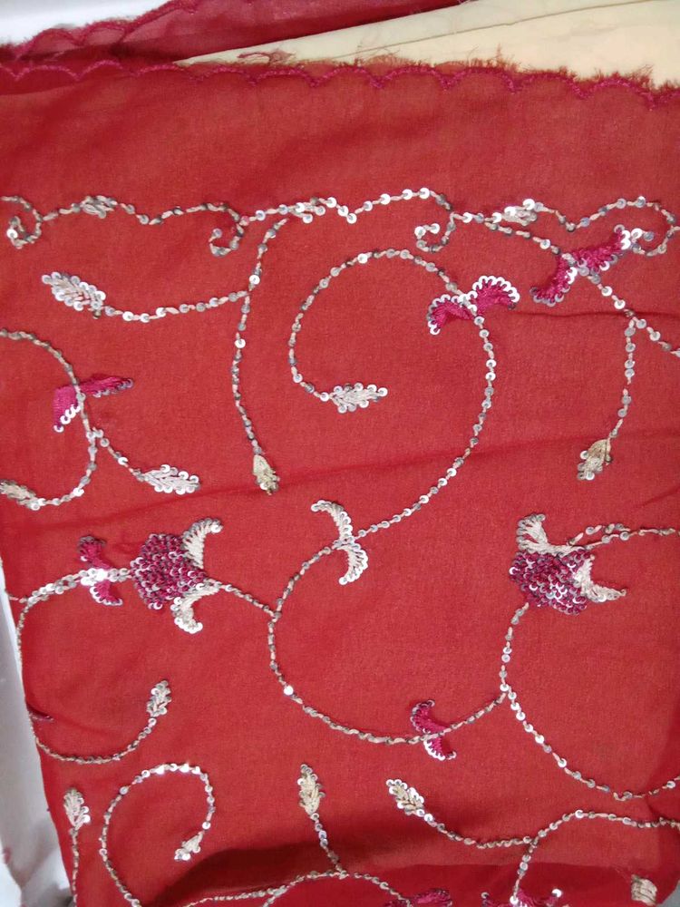 Red Embroidered Saree