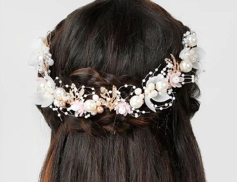 Pearl &amp; Floral Hair Vine