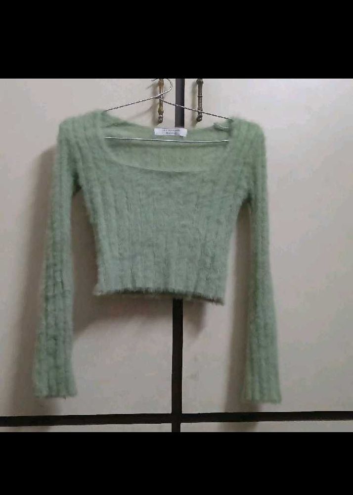 Mint Green Knit Crop Top