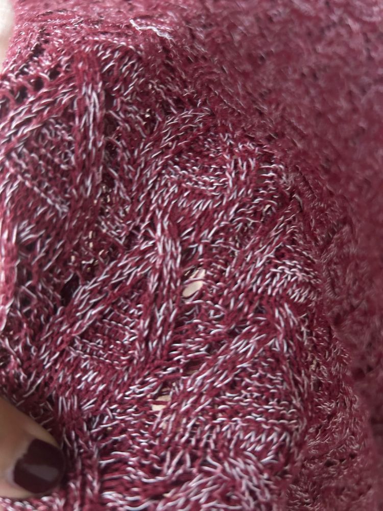 Burgundy Open Knit Sweater