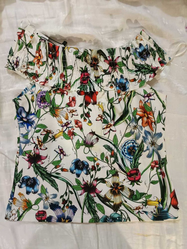ZARA Floral Off Shoulder Top