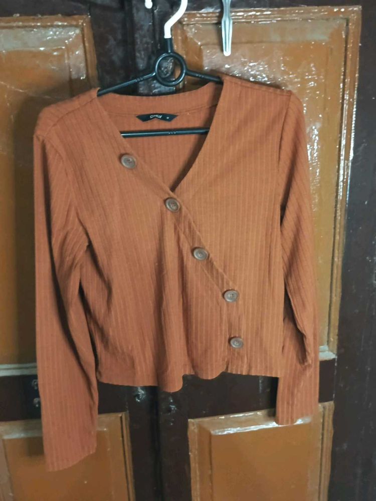 Stylish Brown Button-Down Top