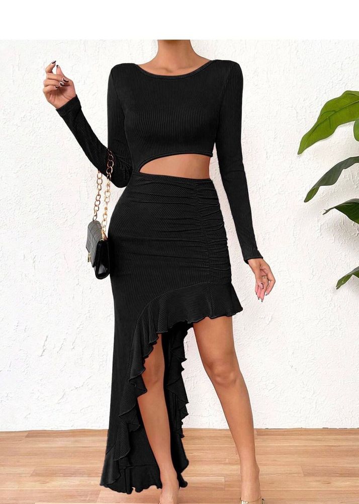 Black Cut-out Fit &amp; Flare Dress