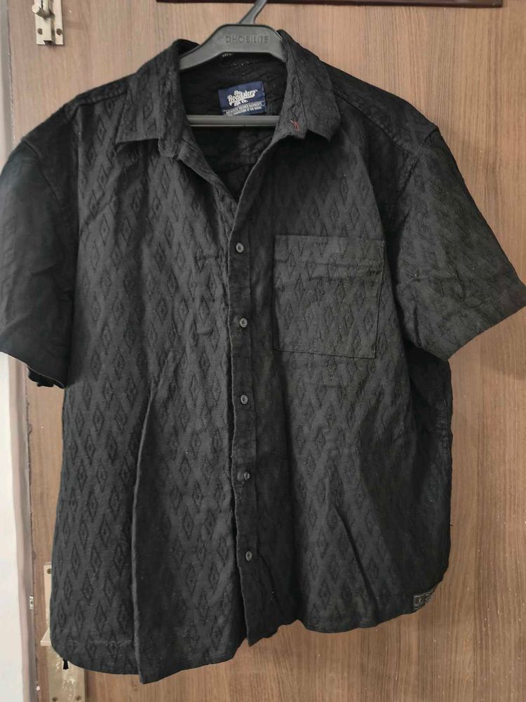 Patterned Black Shirt