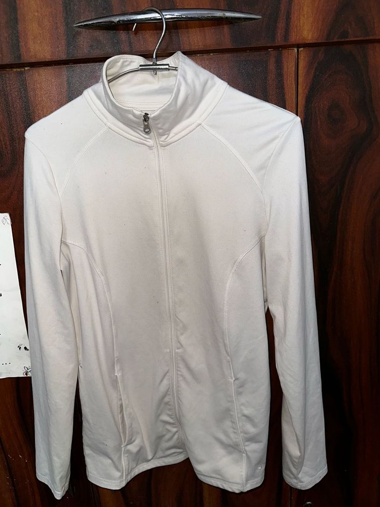 White Zip-Up Active Jacket