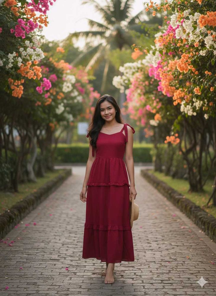 Red Tiered Maxi Dress