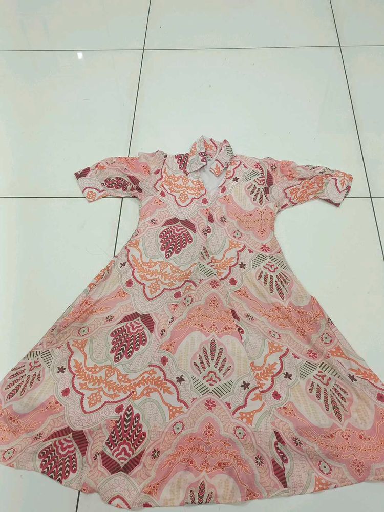 XXL Vintage Pink Patterned Dress
