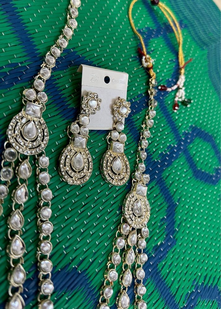 white diamond &amp; kundan Jewellery Set