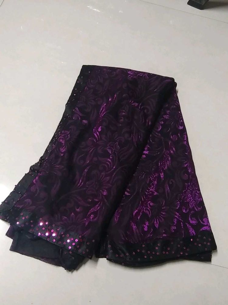 Elegant Purple Sequin Saree