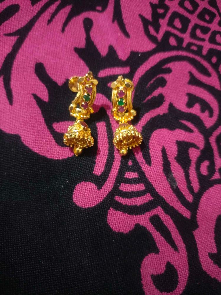 Gold Jhumka Earrings