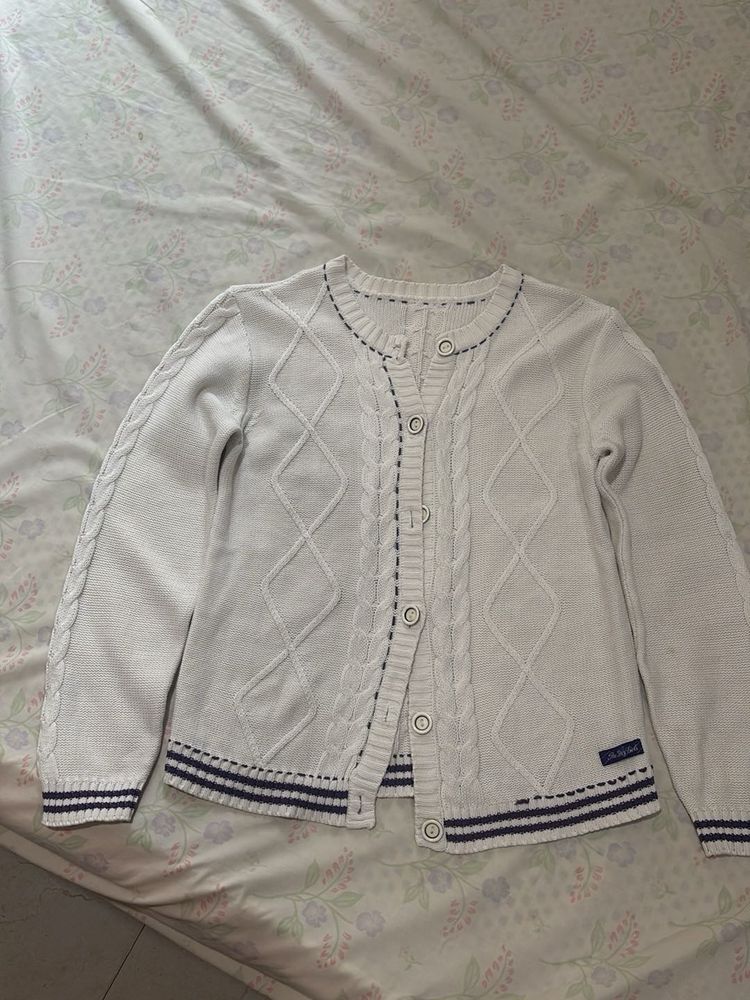 Chic White Cable Knit Cardigan