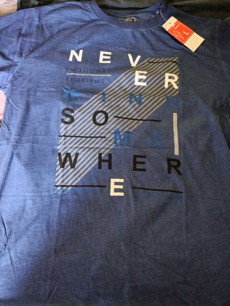 Graphic Print Blue T-Shirt