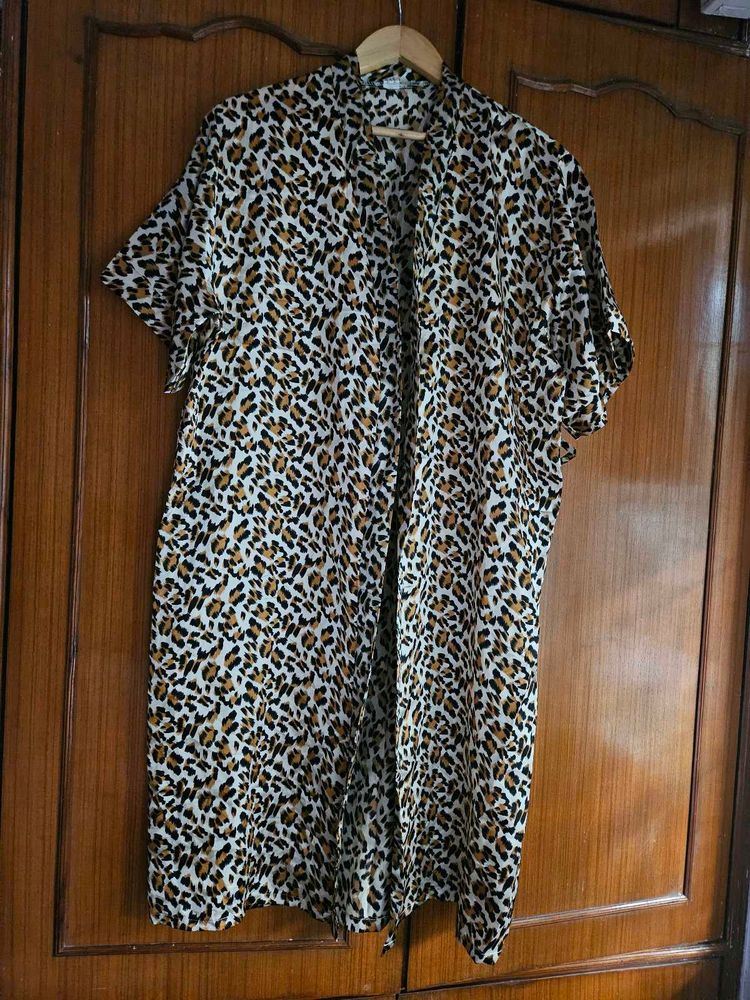 Animal Print Shrug Cum Robe