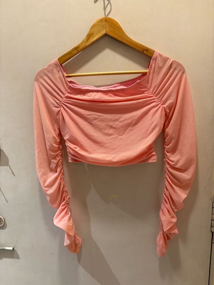 Cute Peach Mesh Top