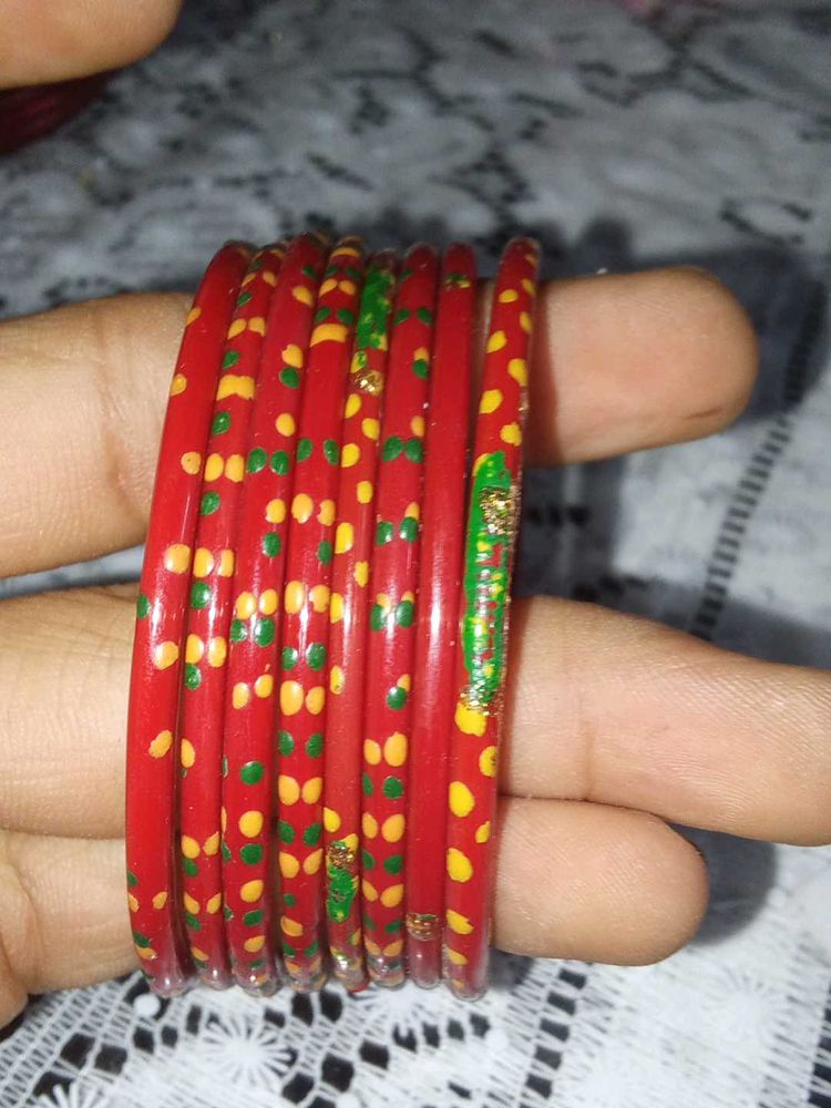 Red &amp; Multi Bangle Set