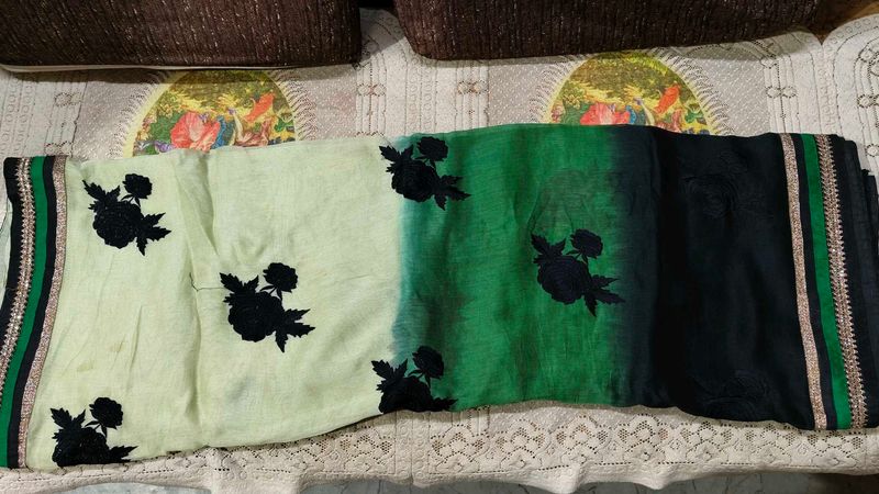 Elegant Green Saree (Super Net)