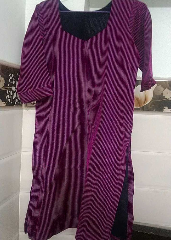 Pink Black Simple Wear Kurti