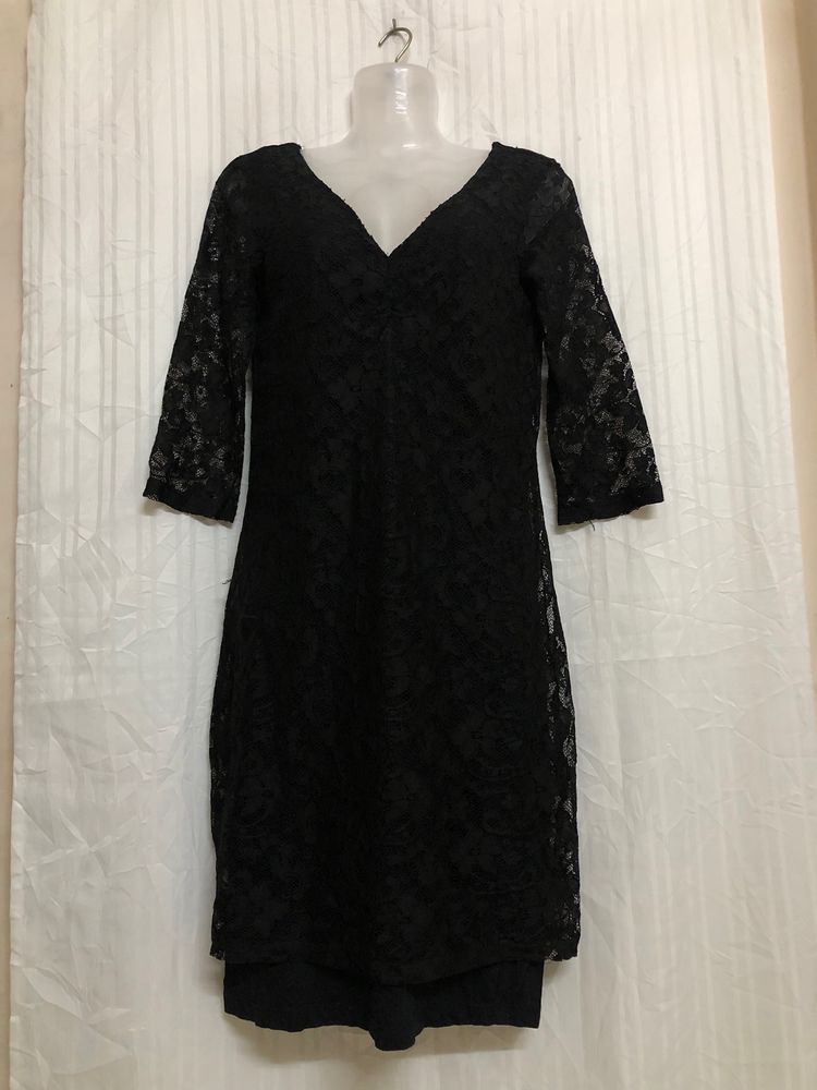 Noisy May Black Lace Midi Dress