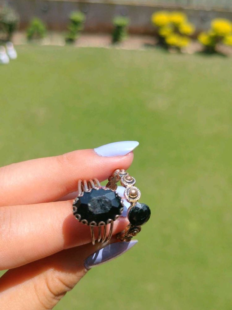Black Stone Ring Set