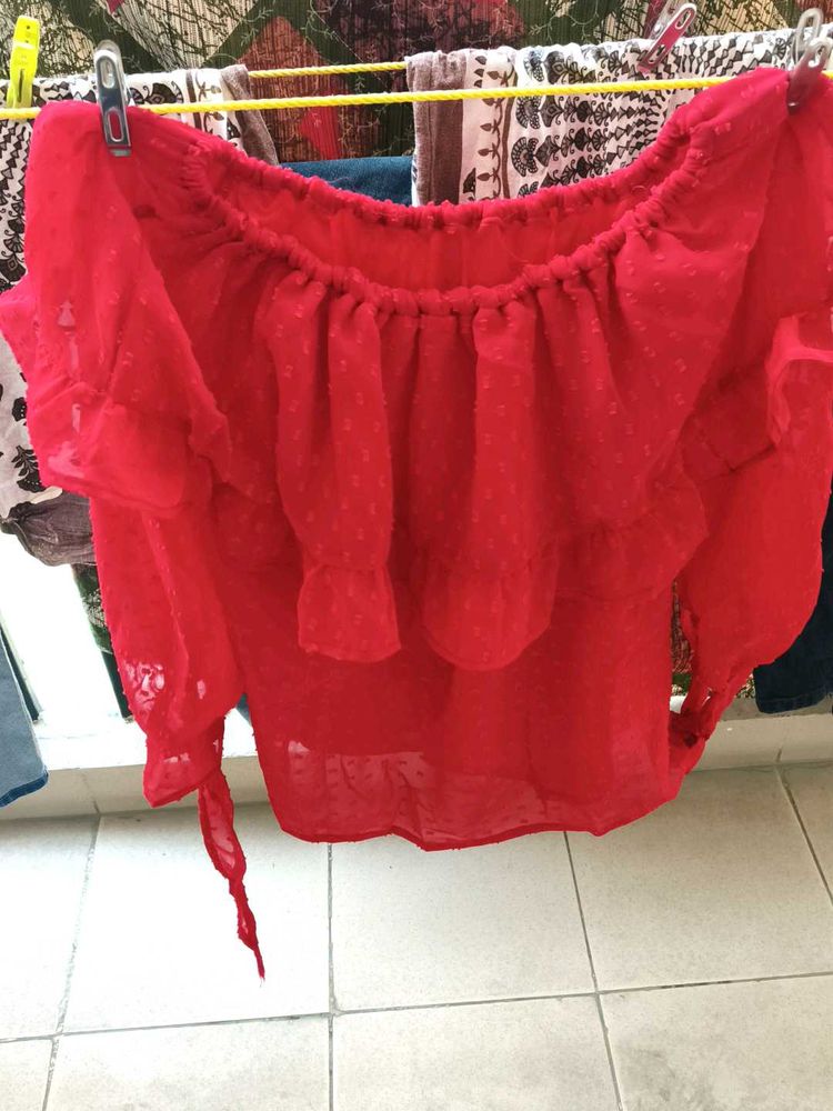 Red Off Shoulder Top