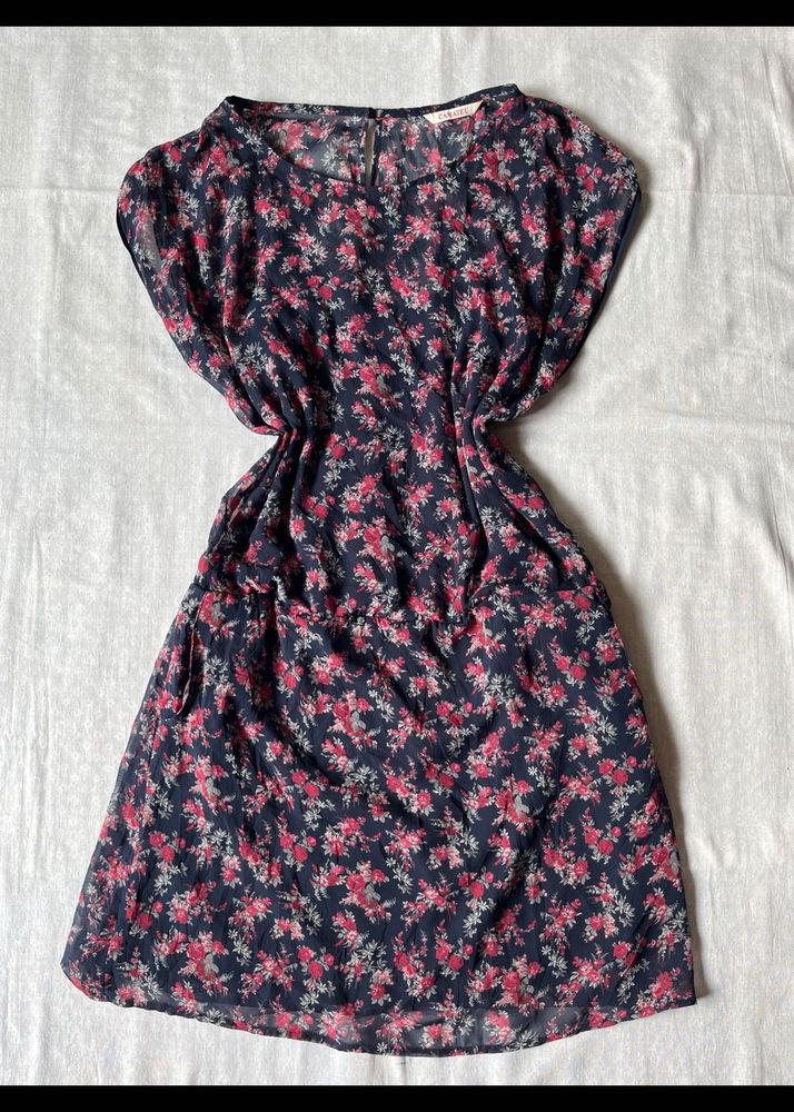Round Neck Floral Midi Dress