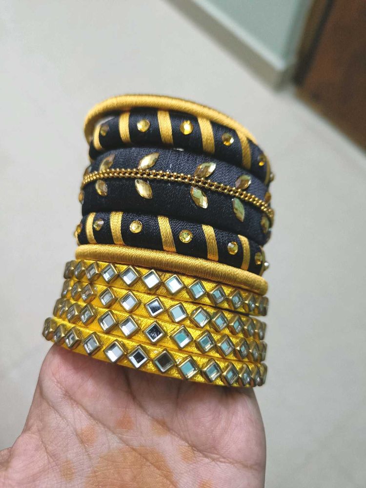 Combo Of Kundan Silk Thread Bangles