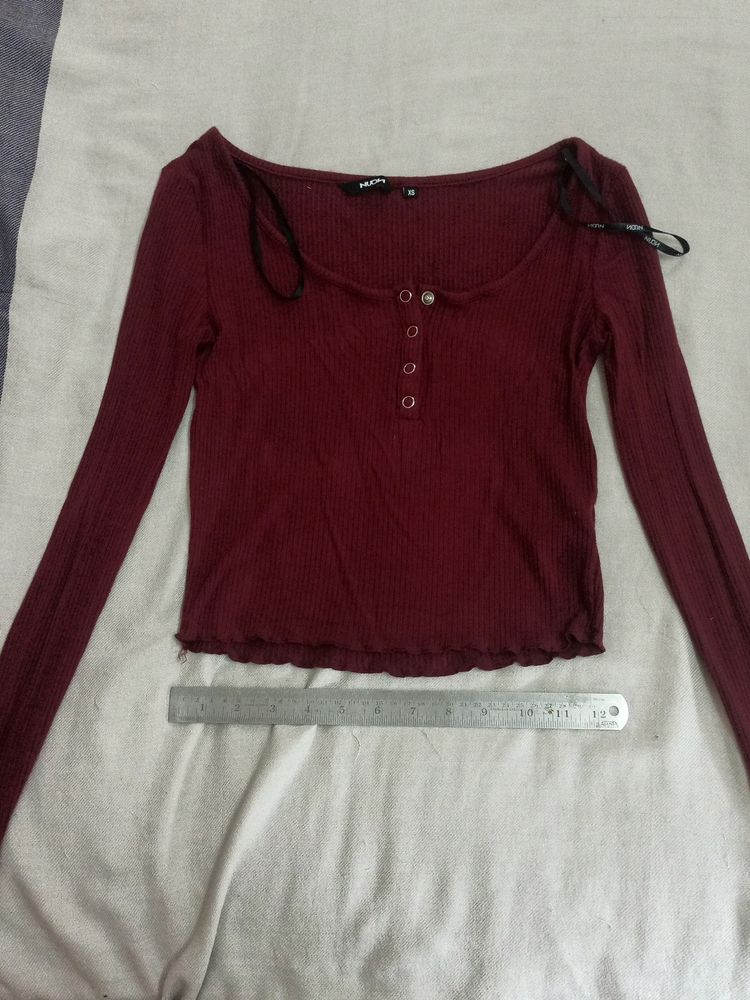 Nuon maroon full sleeve crop top - XS / S