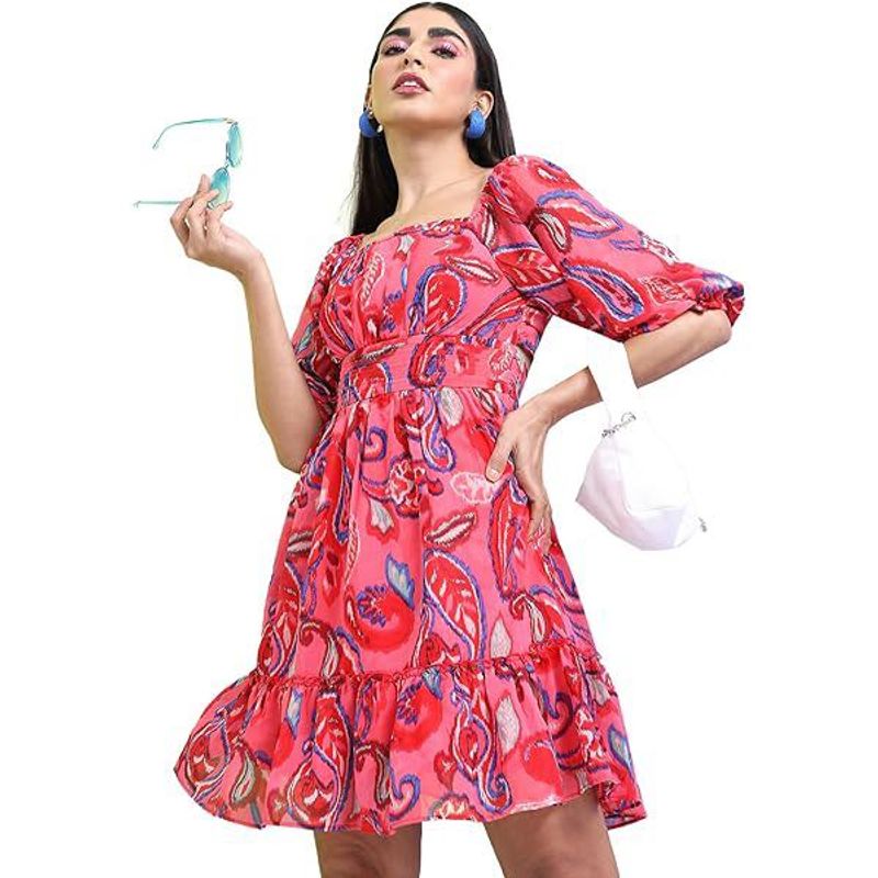 Tokyo Talkies Branded Paisley Print Dress