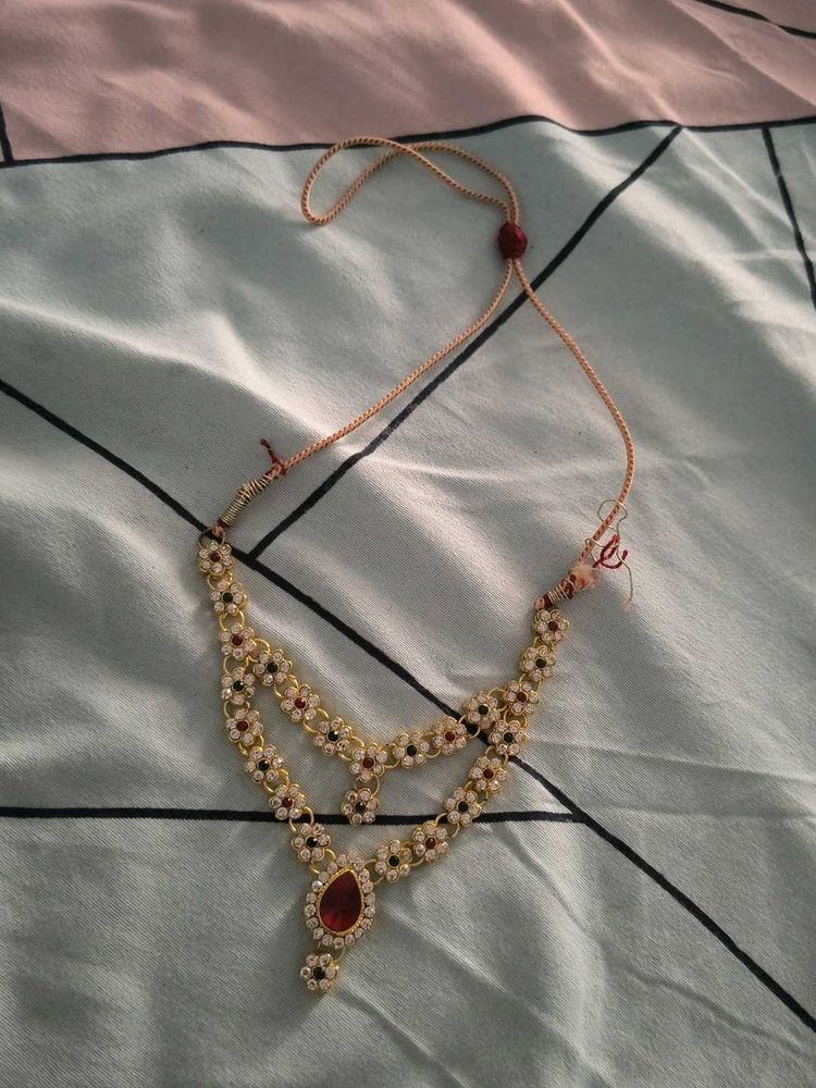 Elegant Two-Tier Red Stone Necklace