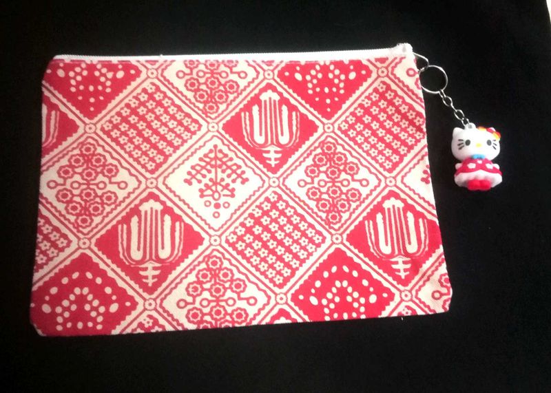 Red Patterned Pouch