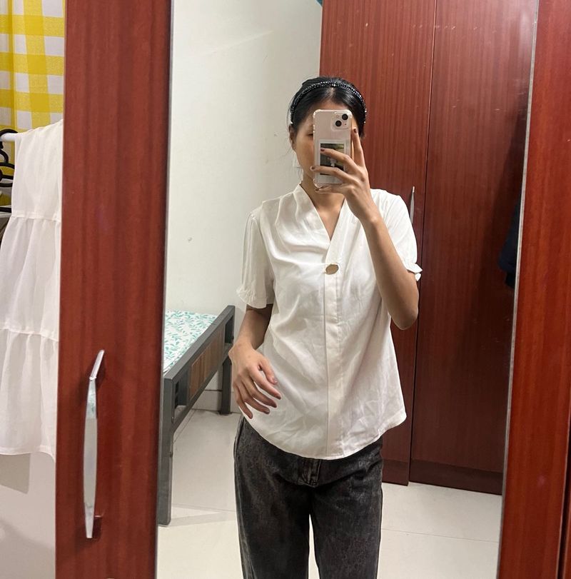 Elegant White Button Blouse