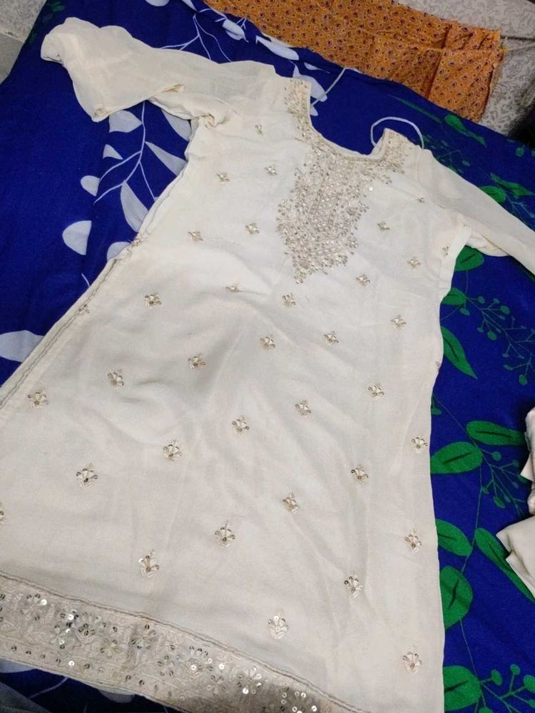Embroidered Kurta Palazzo With Dupatta
