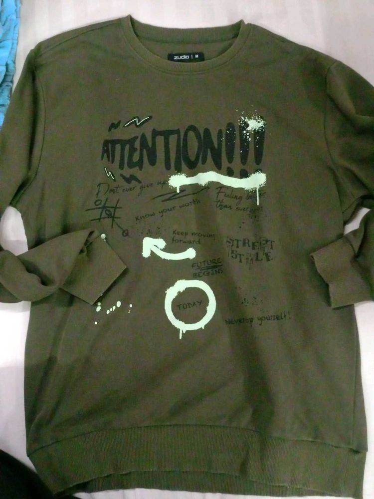Olive Green Graphic Sweatshirt