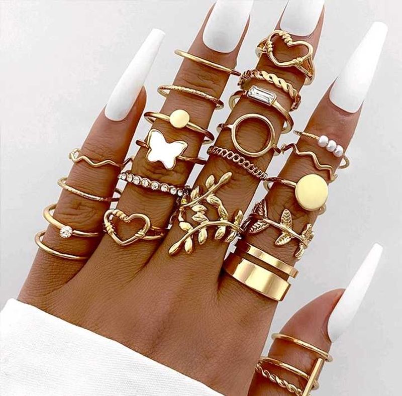 Gold Plated Stackable Rings (25 Piece)