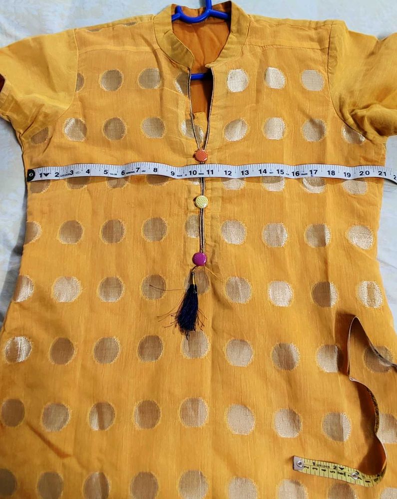 XL Kurta Pant dupatta Set In Golden Mustard Colour
